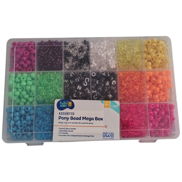 Hello Hobby - Bright & Sparkle Pony Bead Box - 2300 Pieces - Picture 1 of 9